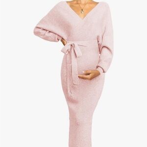 Elegant Pink Maternity Dress